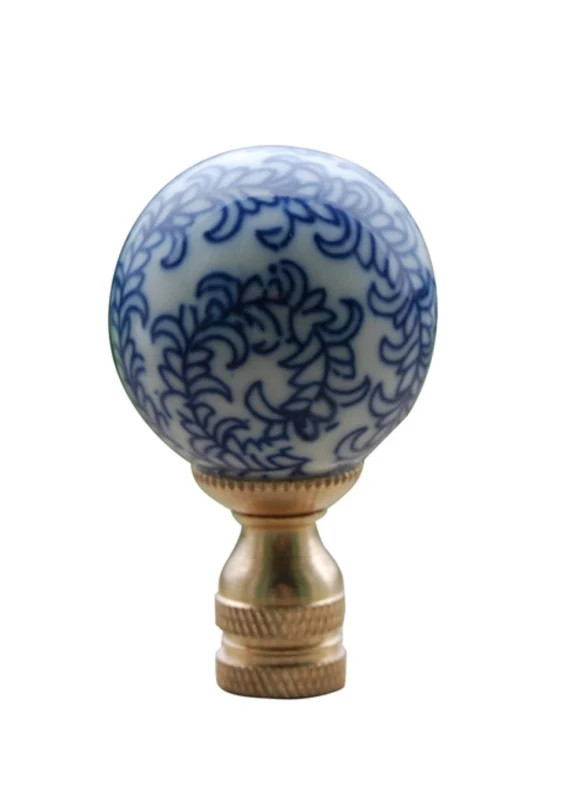Blue and White Porcelain Ball Floral Vine Lamp Finial | Etsy | Etsy (US)