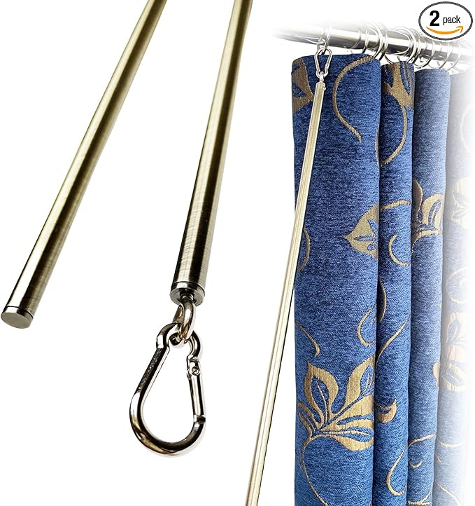 36 inch (2 Pack) Light Bronze Iron Curtain Pull Wand - Drapery Pull Rod - Versatile Curtain Wand ... | Amazon (US)
