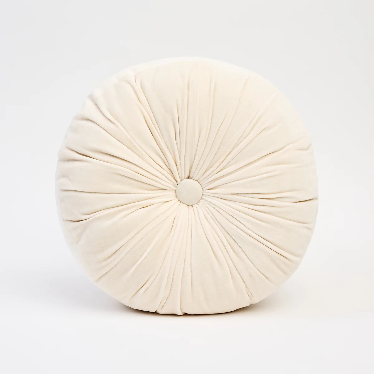 Velvet Tuft Round Cushion in Ivory | The Addison West