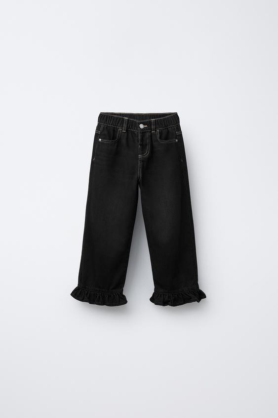 RUFFLED HEM CULOTTE JEANS | Zara US
