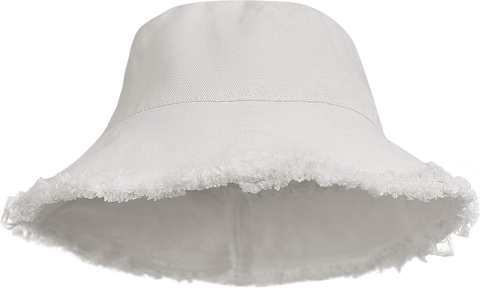Distressed Eimerhut, Sonnenschutz, Fransenrand, gewaschene Baumwoll-Leinen, Sommermütze mit brei... | Amazon (DE)