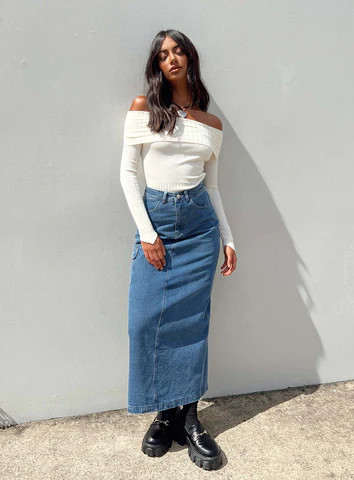 Harben Denim Maxi Skirt | Princess Polly US