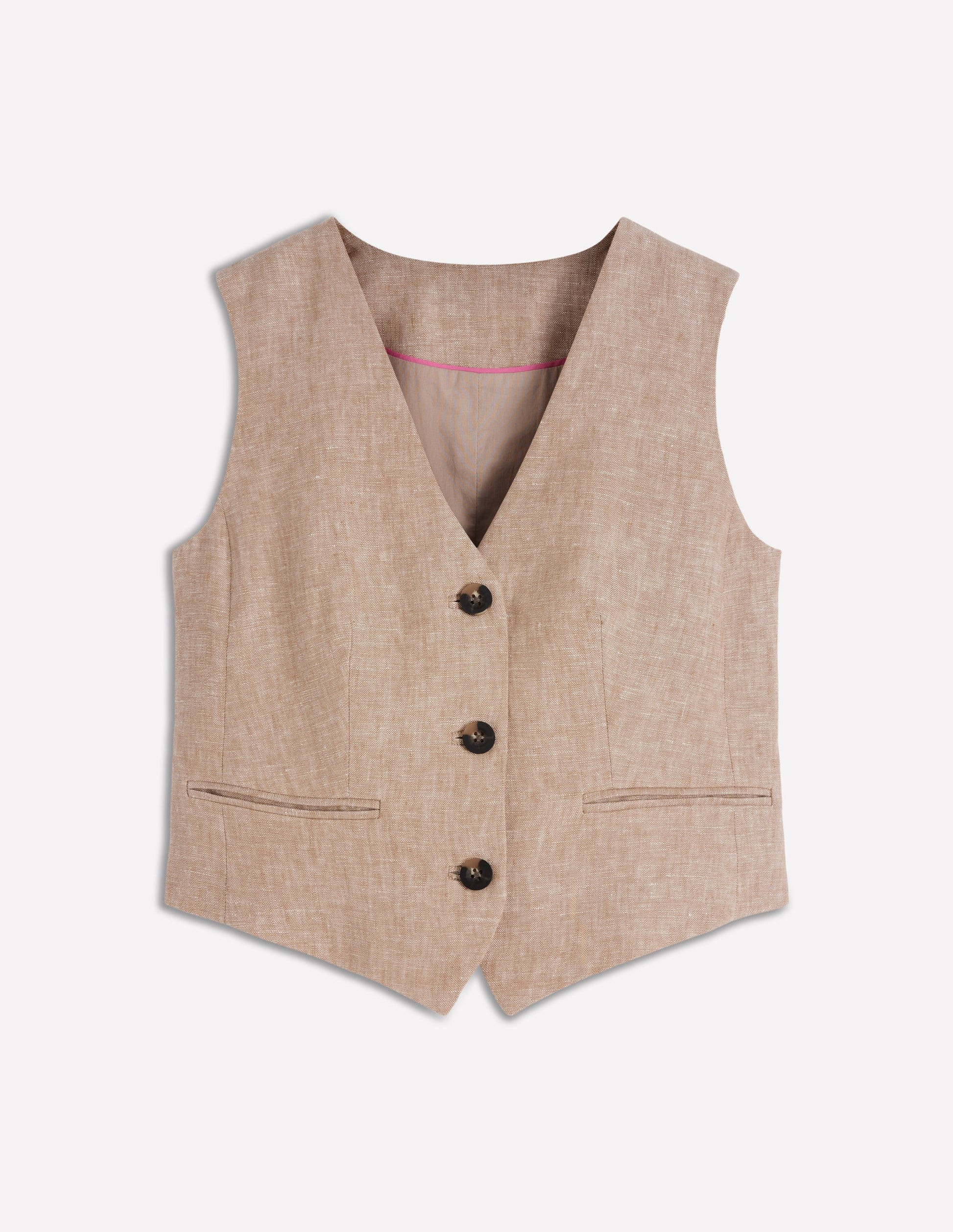 V-neck Linen Waistcoat-Amphora, Chambray | Boden (US)