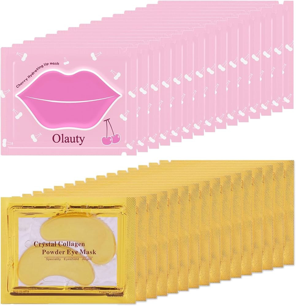 30 Pairs Lip Mask & Eye Mask, 24K Gold Crystal Gel Collagen Eye Patches for Puffy Eyes, Chapstick... | Amazon (US)