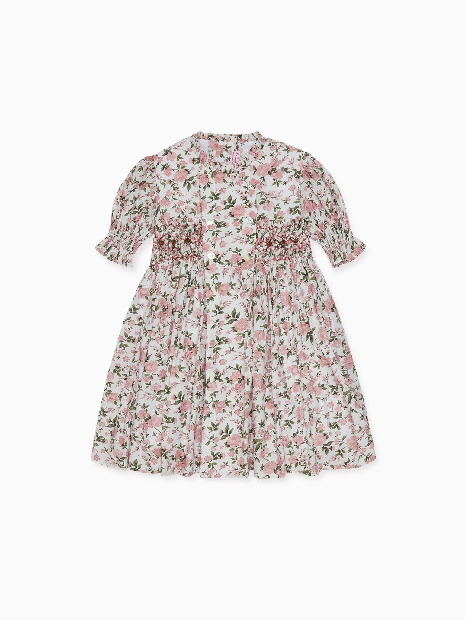 Pink Floral Carla Girl Smock Dress | La Coqueta (US)