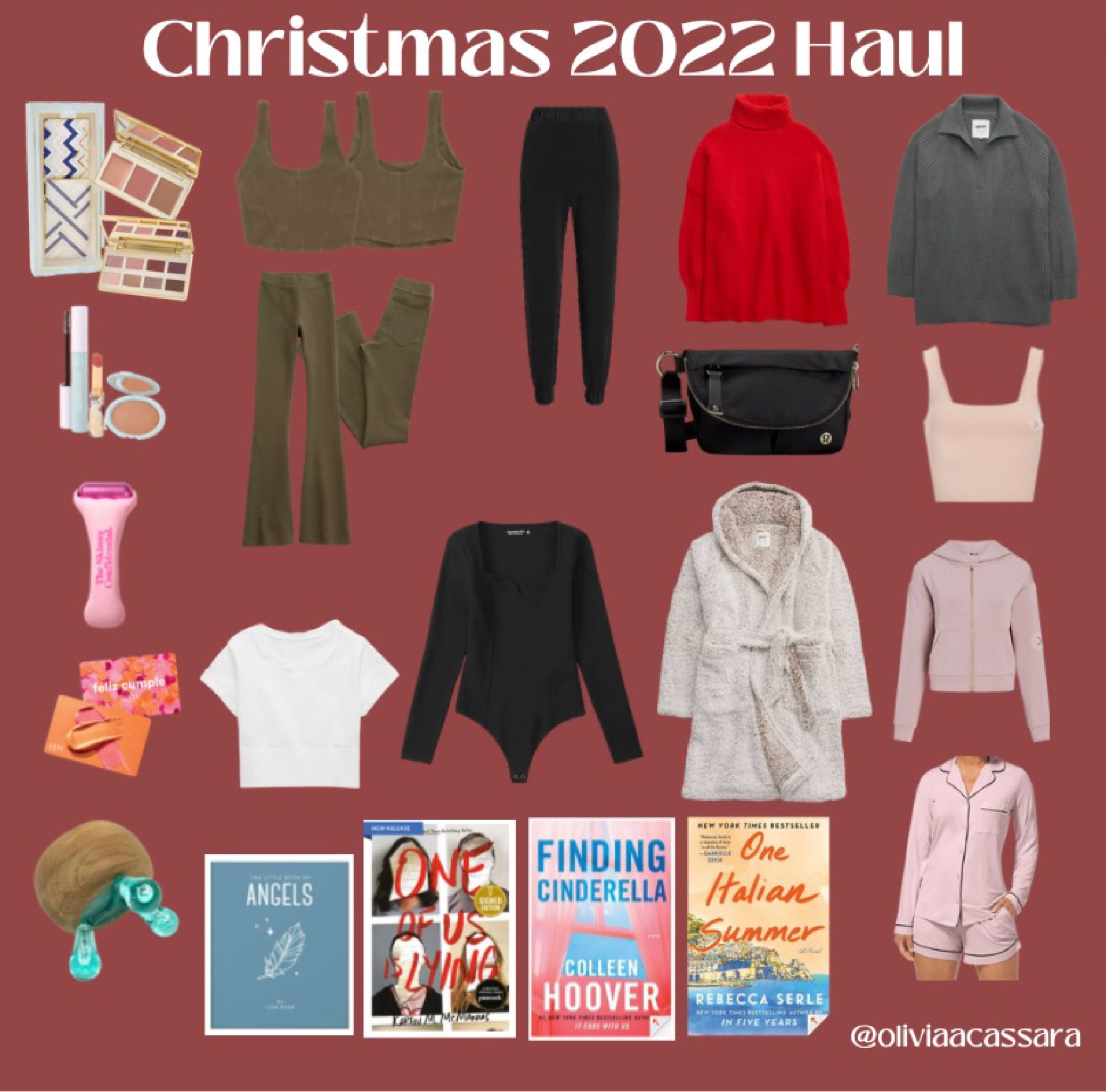 CHRISTMAS HAUL ALERT
These items are a few of my favs from this holiday season! Feeling very blessed..Santa treated me well🎁 
The black bodysuit is not linked. Unfortunately that exact top is not online anymore.
Most items are a size Medium.
The bath robe is a XS/S. 
The red sweater and the green sweater on the top right are both size Small bc they are very oversized. 
Belt bag is O/S however the exact one in the photo is not available anymore. 
(Palm massager can be found @ Bed Bath & Beyond - they do not participate with LTK) 
The skinny confidential face roller (does not participate w LTK)
Ulta gift card can be purchased on Ulta website!

Let me know what you guys think and want to see next! 

#LTKstyletip #LTKSeasonal #LTKsalealert