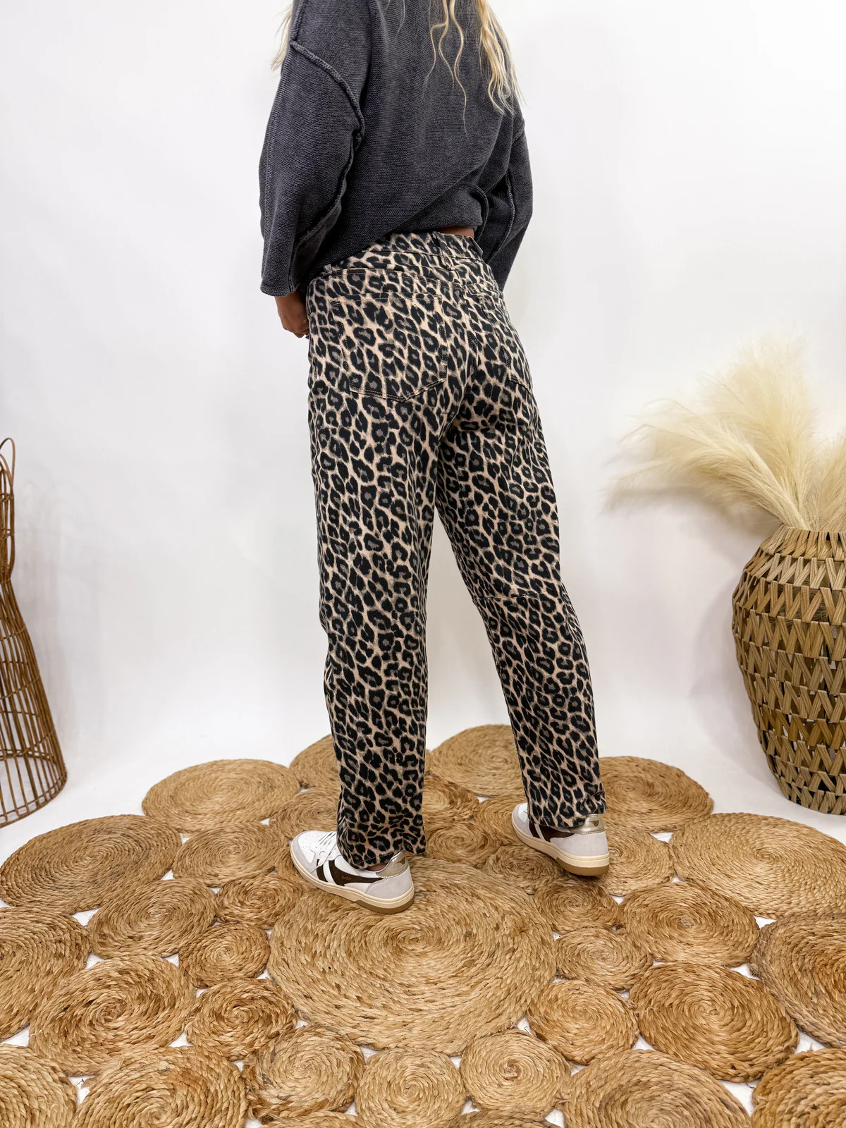 Leopard Print Barrel Jeans by Vervet by Flying Monkey | Bmaes Boutique