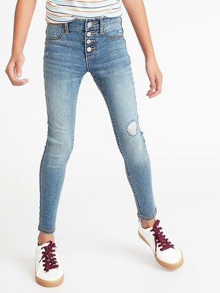 High-Rise Button-Fly Distressed Rockstar Jeggings for Girls | Old Navy US