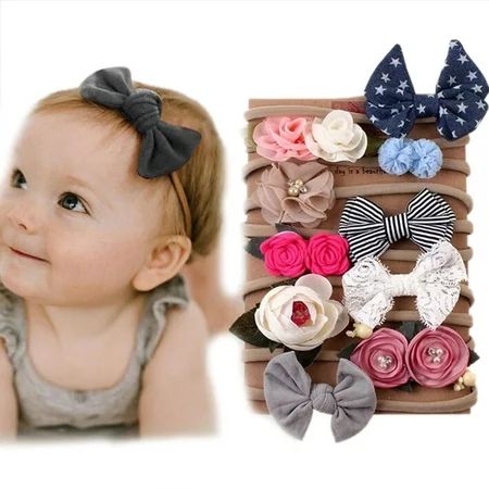 Diconna Baby Girl Headband Set Assorted Hair Bows Flowers Head Wraps Hairbands | Walmart (US)