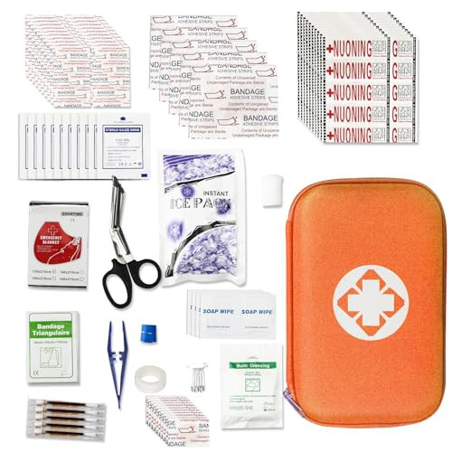 Mini First Aid Kit-Travel Size-Camping Essentials-Emergency Kit - Includes Emergency Blanket Bandage Scissors Band Aid for Home Boat Hiking Climbing 274 Pieces Orange YIDERBO | Amazon (US)