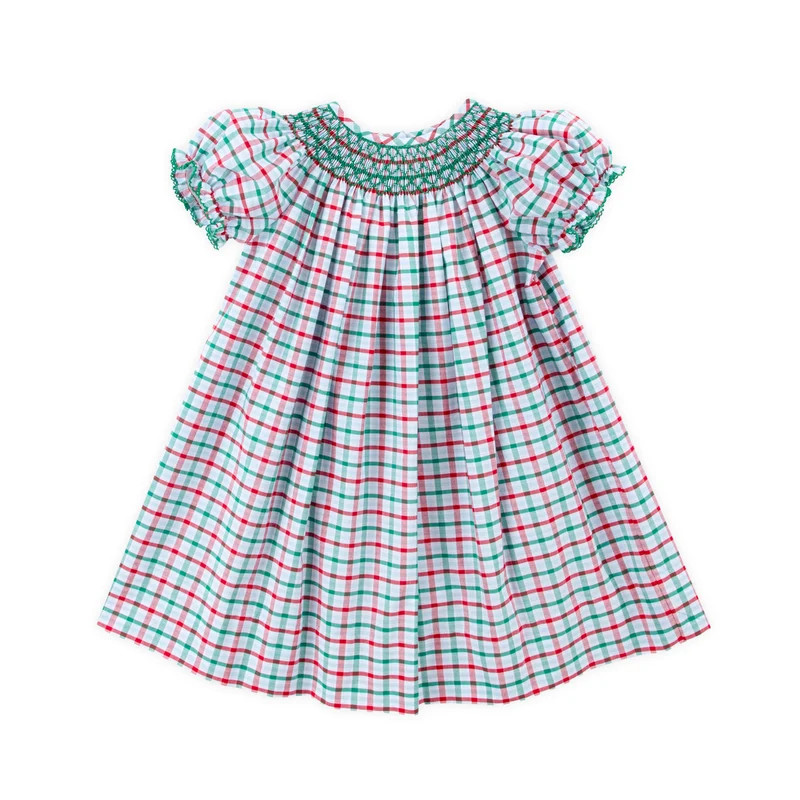 Christmas Eve Plaid Smocked Bishop Dress | Classic Whimsy