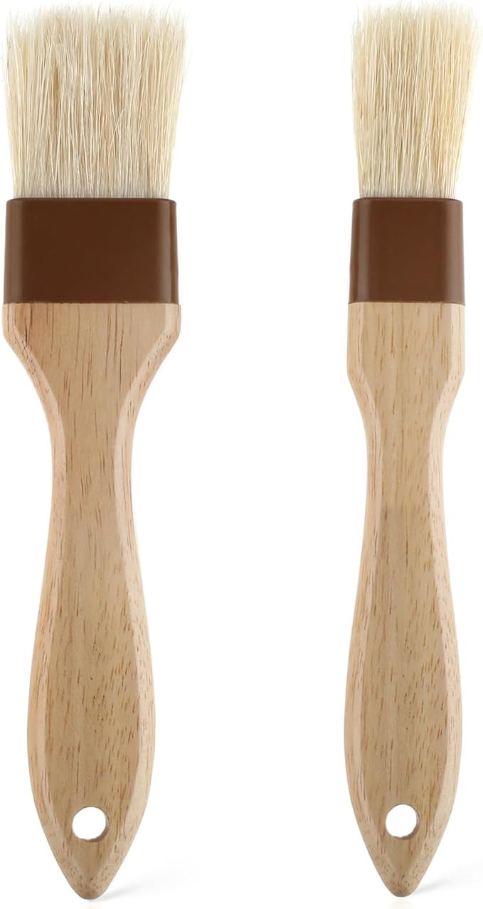 2 PCS Pastry Brush, Basting Brush for Cooking BBQ Brushes for Sauce, Basting Brush with Boar Bris... | Amazon (US)