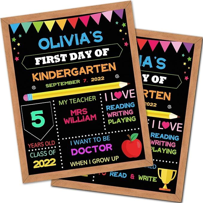 First & Last Day of School Board, 10x12 Inch Double Sided Back to School Sign for Kids Girls Boys... | Amazon (US)