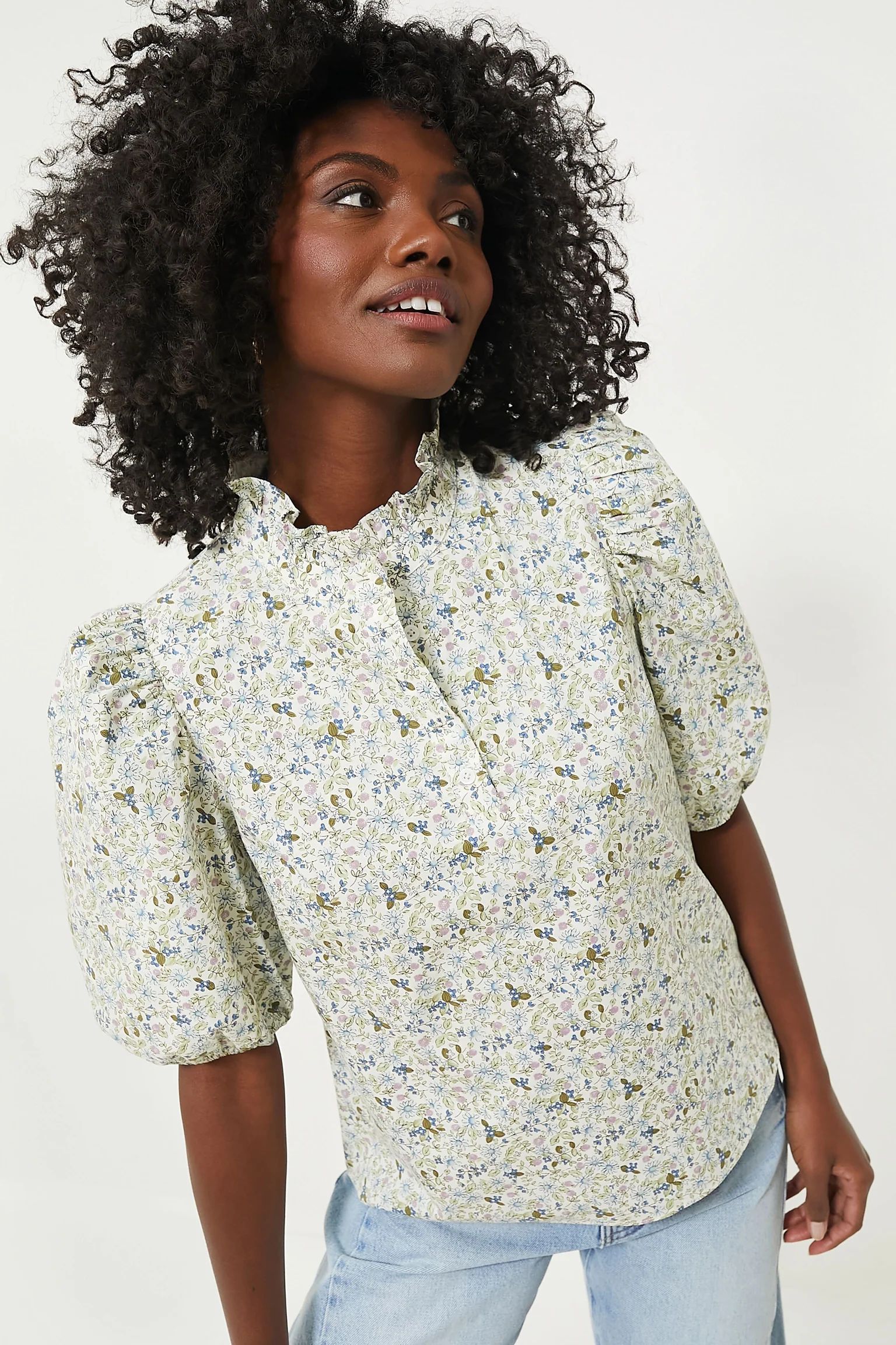 Cream Floral Florence Blouse | Tuckernuck (US)