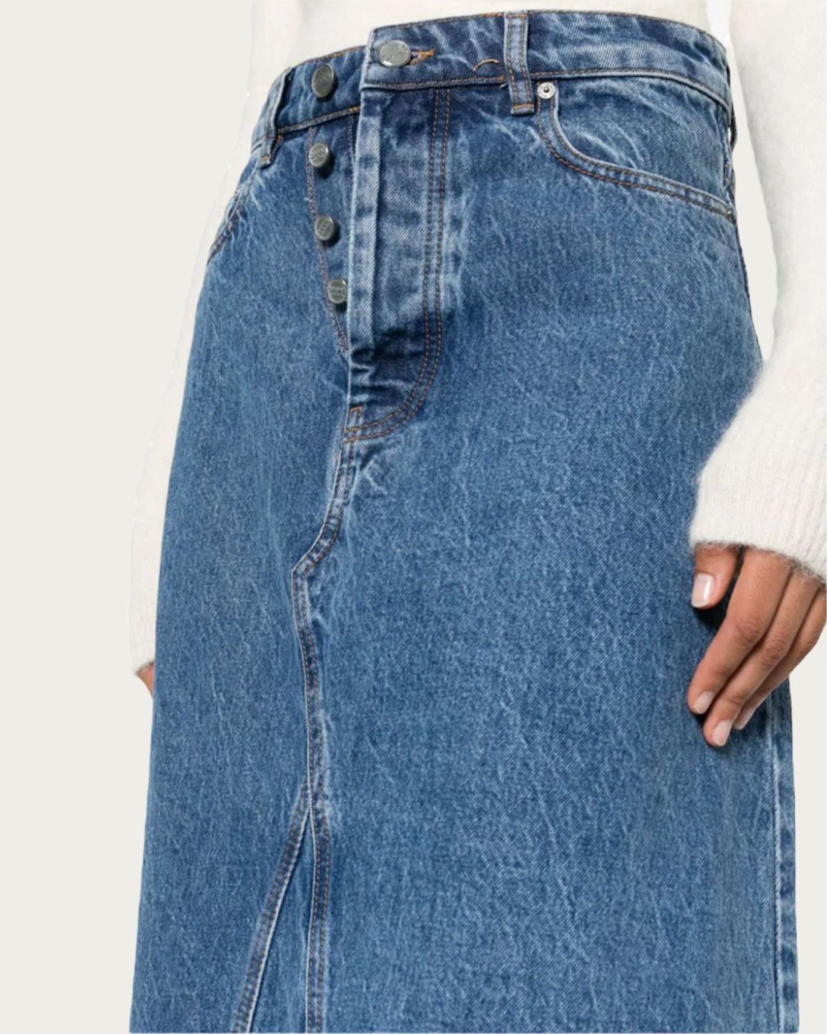 GANNI's High-Waisted Denim Maxi Skirt Crafted from organic cotton denim in a striking mid-blue hue, this maxi skirt is not just fashion-forward, but also eco-conscious, embodying GANNI's commitment to sustainability. With its high-waisted design, A-line fashion, and classic five-pocket styling, it's the perfect blend of style and comfort. The logo patch to the rear adds a touch of sophistication, while the eco-friendly materials make it a conscious choice. #GANNISustainableStyle #DenimMaxi #EcoFashion #ConsciousChoices #NewSeason #OrganicFashion

#LTKSeasonal #LTKstyletip