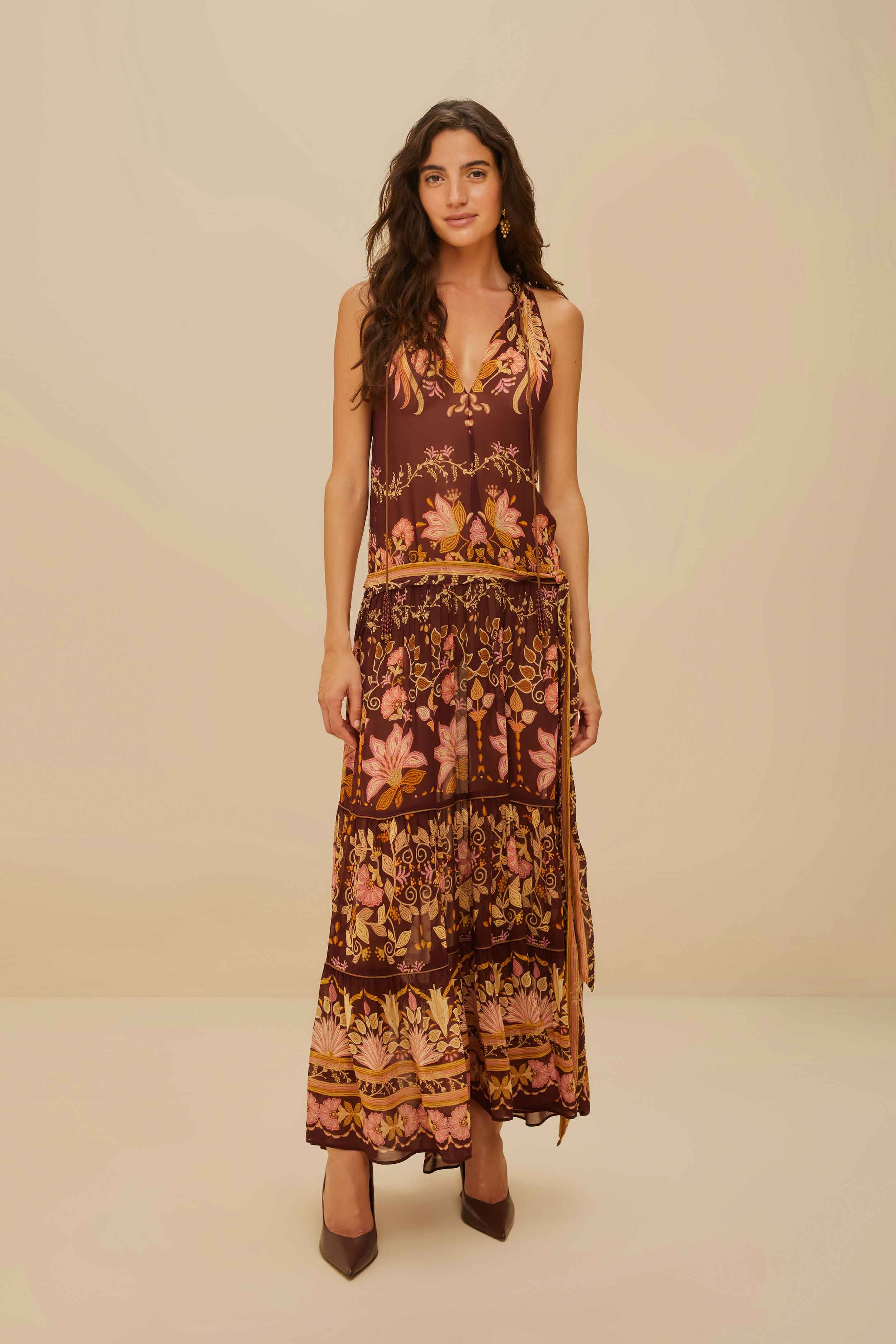 Burgundy Bella Maxi Dress | FarmRio (US)