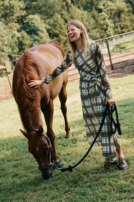 By Anthropologie Long-Sleeve Ruched Mesh Midi Dress | Anthropologie (US)