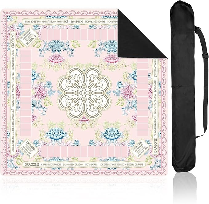 party greeting Chinoiserie Mahjong Mat with Black Carrying Bag 31.5 x 31.5 in Multi Purpose Game ... | Amazon (US)