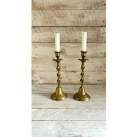 Tall Brass Swirl Candlestick Holders; Vintage Candle Holder, Eclectic Shelf Decor, Boho Chic Table Antique Gold Holder | Etsy (US)