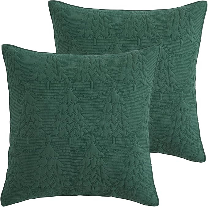 Levtex Home - O Christmas Tree Quilt - Euro Sham Set of 2 - Pine Trees - Green - Quilt (26x26in.)... | Amazon (US)