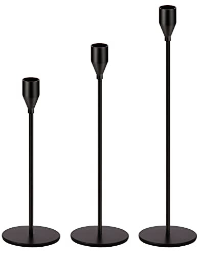 Matte Black Candle Holders Black Candlestick Holders Metal Candle Holder for Wedding, Dinning, Pa... | Amazon (US)