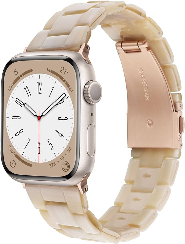 V-MORO Lightweight Apple Watch Bands, Fashion Slim Resin Apple Watch Series 9/8/7 Band Rose Gold ... | Amazon (US)