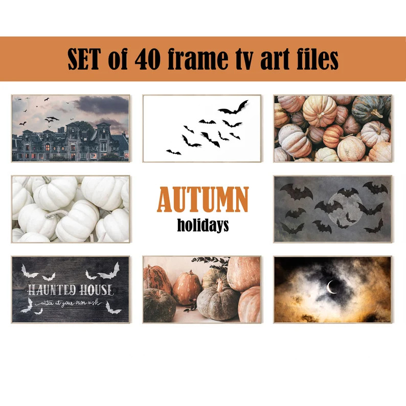 Samsung Frame TV Art Set of 40, Autumn Holidays, Halloween Frame Tv Art, Neutral Halloween Frame ... | Etsy (US)