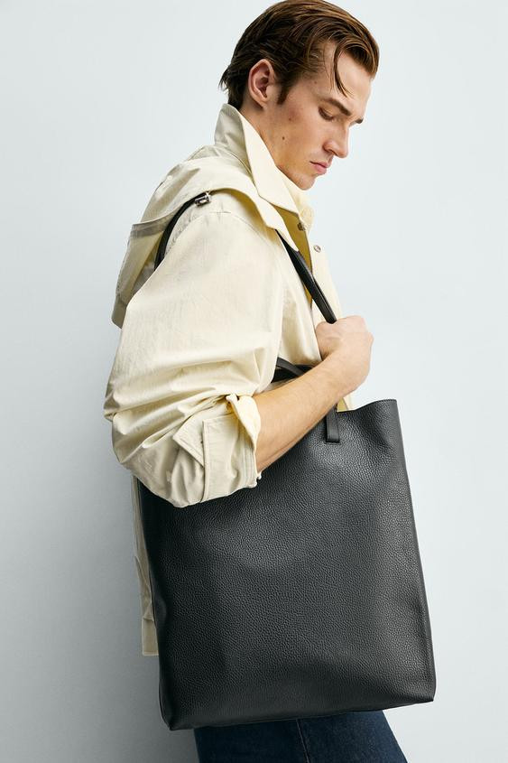 LEATHER SHOPPER BAG | Zara US