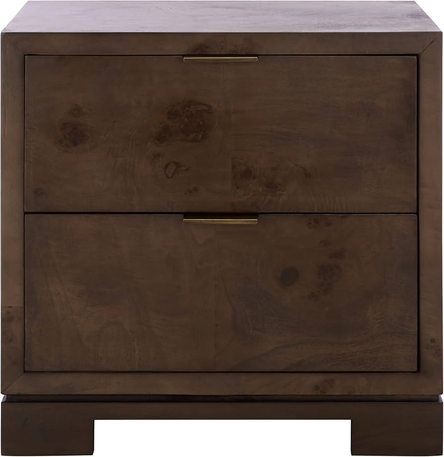 SAFAVIEH Home Collection - Lavana Dark Oak 2 Drawer Nightstand, Modern Storage Bedside Table, Ful... | Amazon (US)