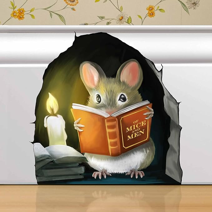 Mouse Reading Book, Wall Decor Sticker Decal, Kids Room, Classroom, Home, Bedroom, Bookcase, Book... | Amazon (US)
