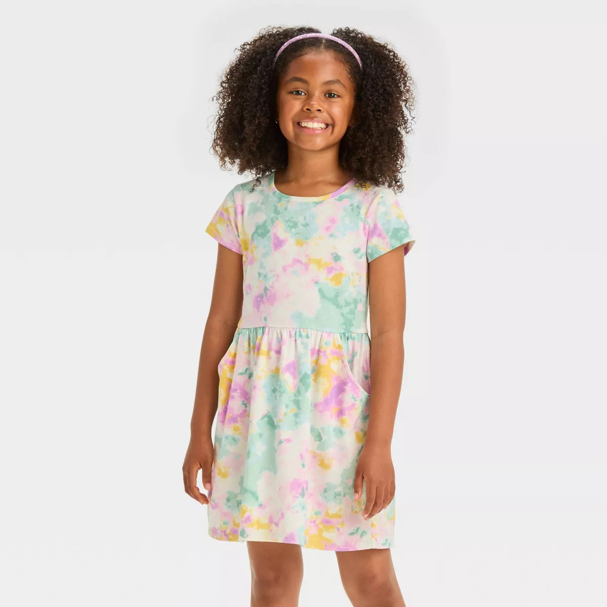 Girls' Short Sleeve Printed Knit Dress - Cat & Jack™ | Target
