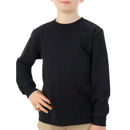 Fruit of the Loom Boys 4-18 Long Sleeve Crew T-Shirt with Rib Cuffs | Walmart (US)