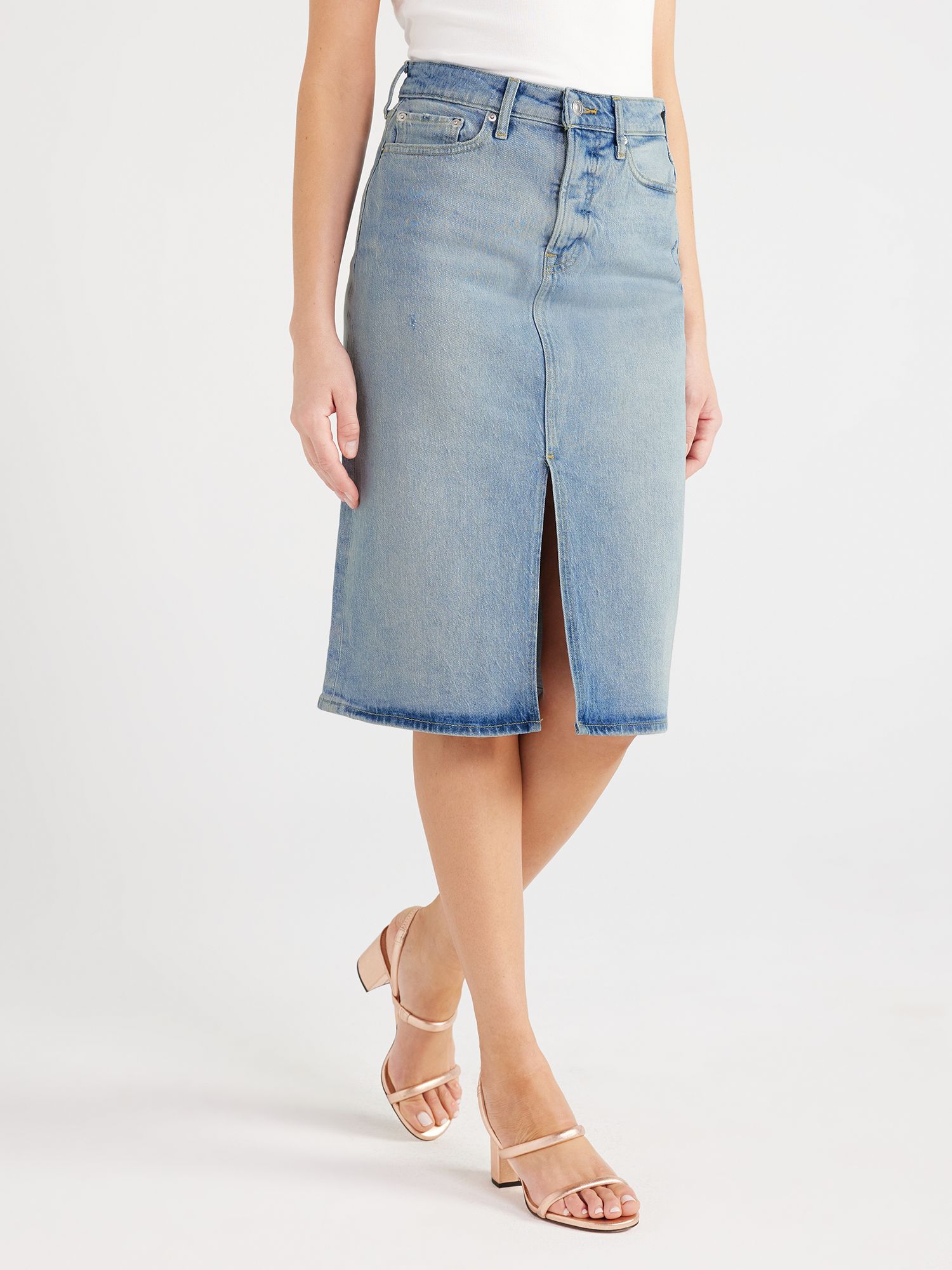 Free Assembly Women's Midi Denim Skirt, Sizes 0-20 | Walmart (US)
