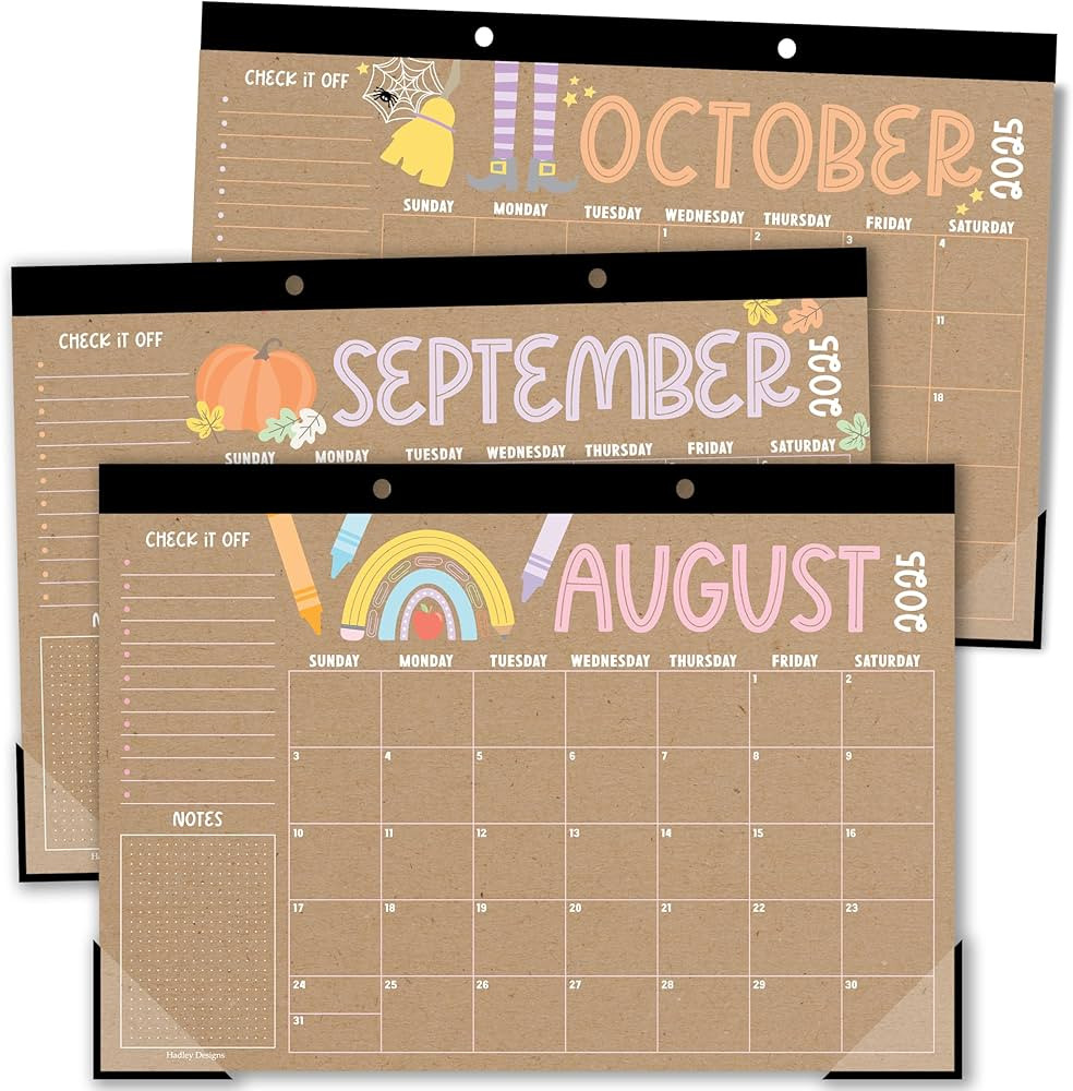 Hadley Designs Teacher Desk Calendar 2025-2026 – 18-Month Desktop Calendar for Home, Office & C... | Amazon (US)