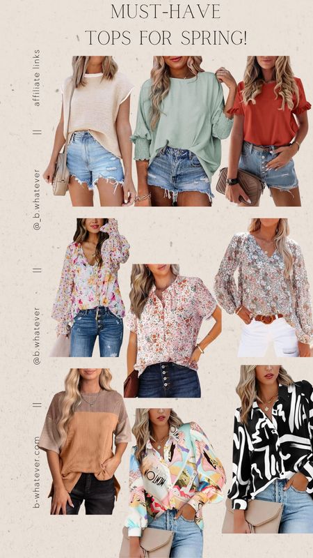 Must have tops for spring! These cute styles will take you from spring into summer in style! Perfect for brunch or a casual spring party! 

#LTKSeasonal #LTKstyletip #LTKfindsunder100