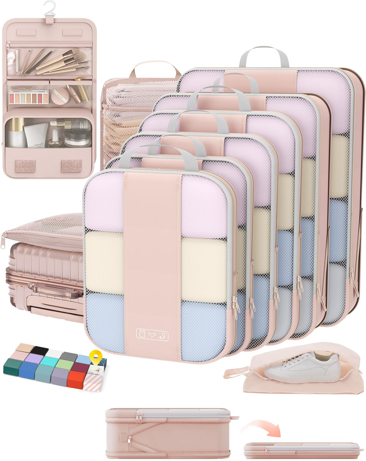 10 Set Compression Packing Cubes for Travel Women Mom,OlarHike Luggage Clothes Storage Gifts for ... | Amazon (US)