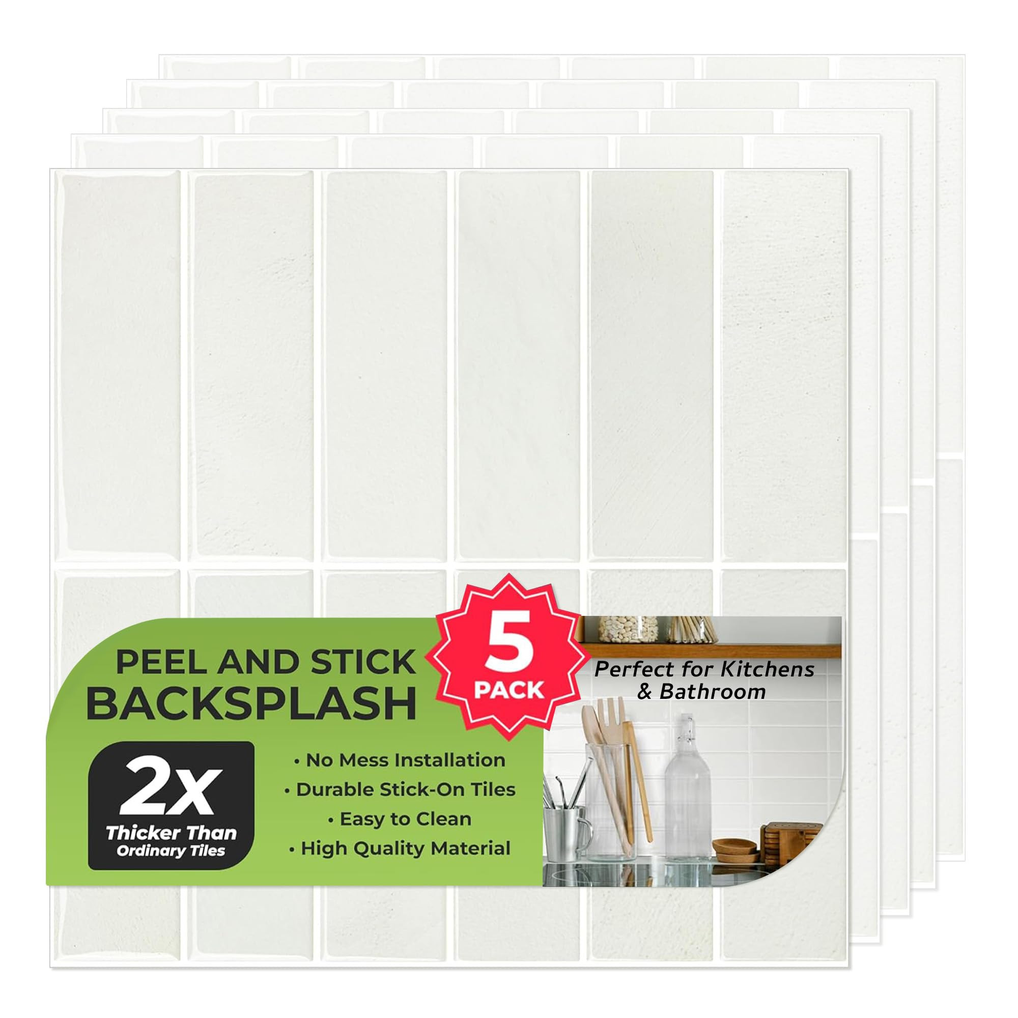 SELECT 5 Pack Peel and Stick Backsplash Tiles, 3D Wall Panels with Commercial-grade Adhesive, Ext... | Amazon (US)
