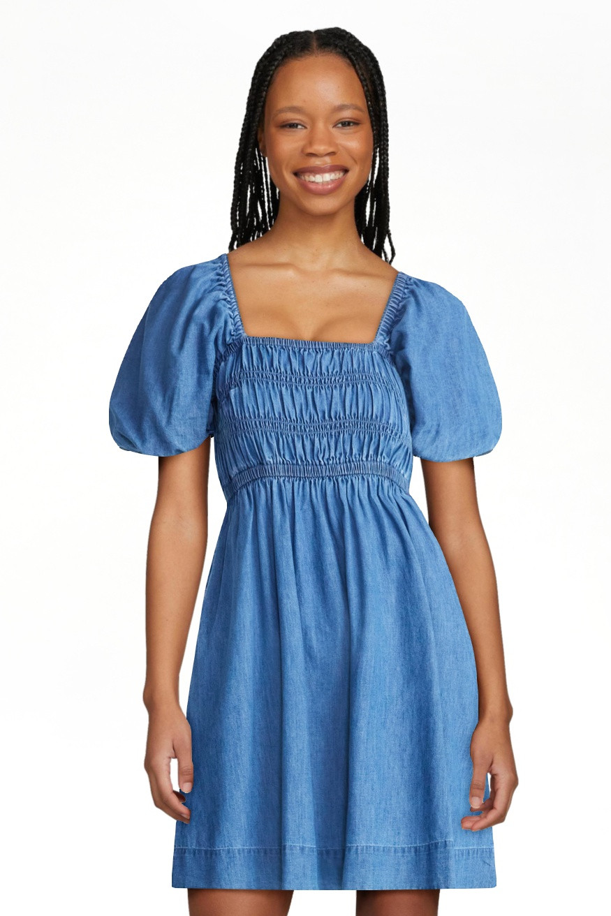 Free Assembly Women's and Women's Plus Puff Sleeve Peasant Mini Dress, Sizes XS to 4X | Walmart (US)