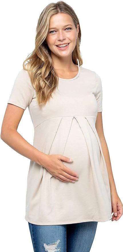 My Bump Women's Casual Round Neck French Terry Short Sleeve Materty Top(Made in USA) | Amazon (US)