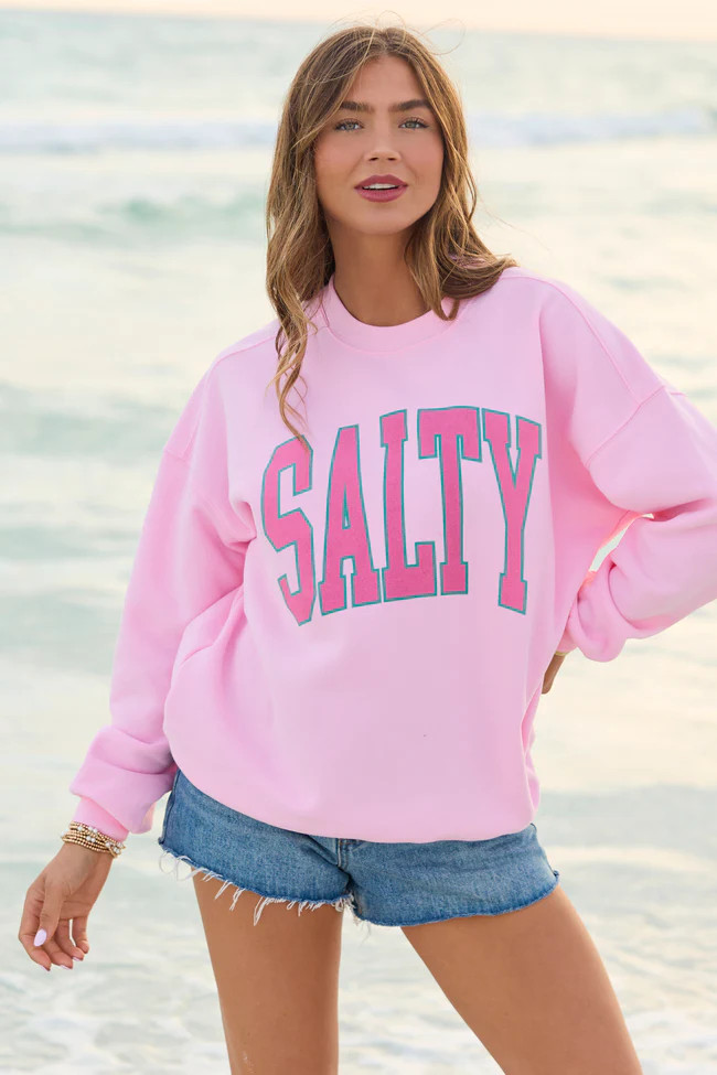 Salty Block Light Pink Graphic Sweatshirt | Pink Lily