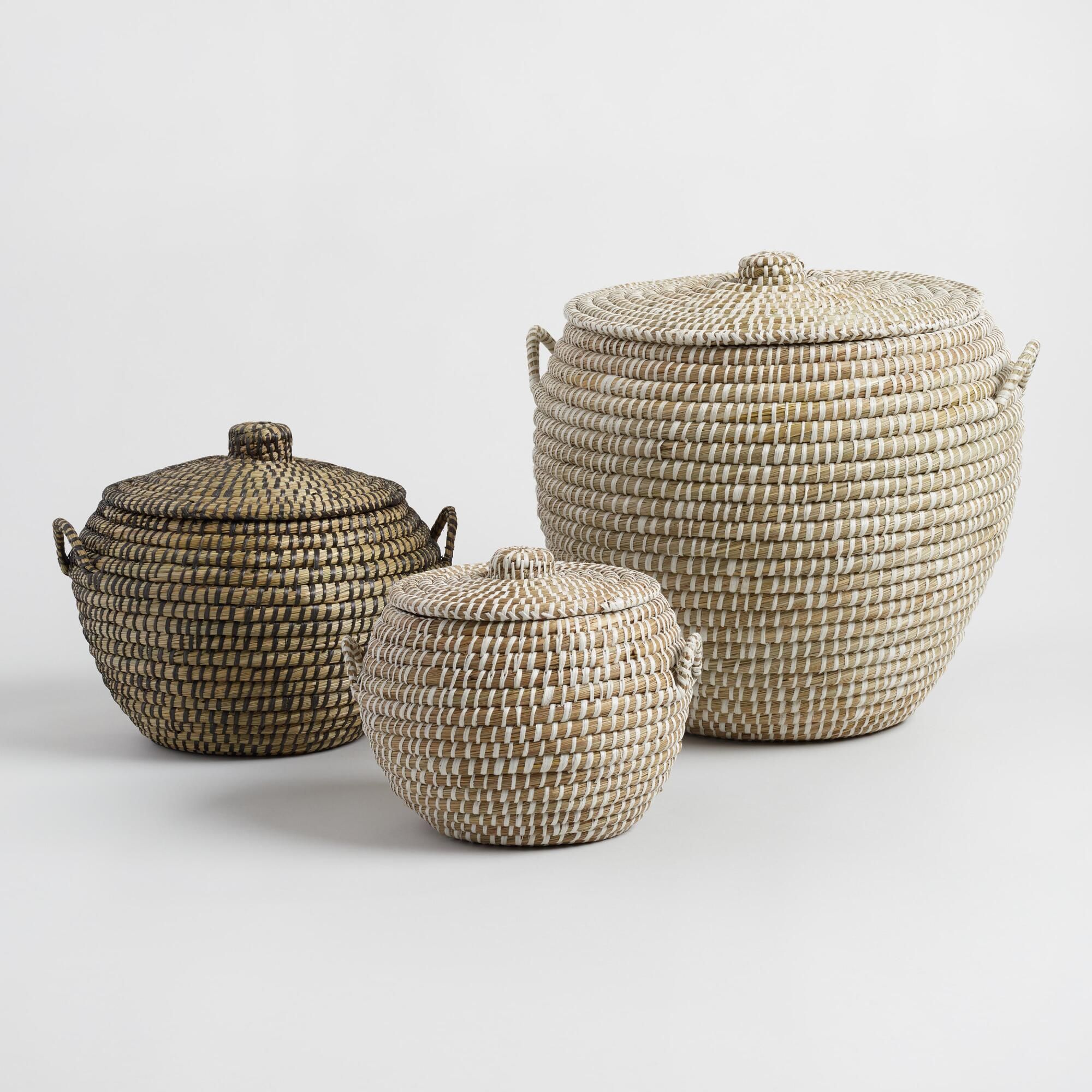 Seagrass Penelope Tote Baskets with Lids | World Market