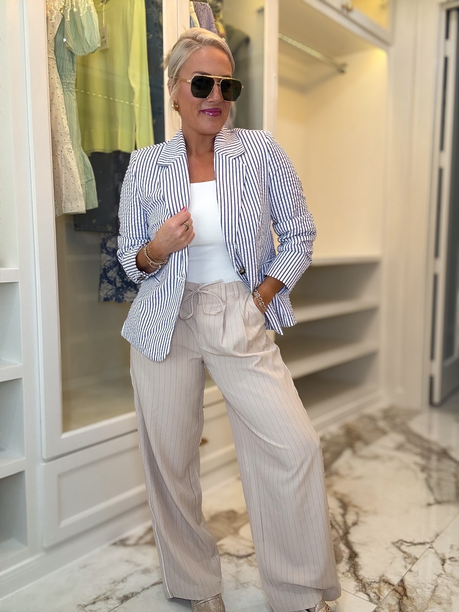 Loving this casual business outfit all from Walmart 
Pants size XS
Blazer size small 