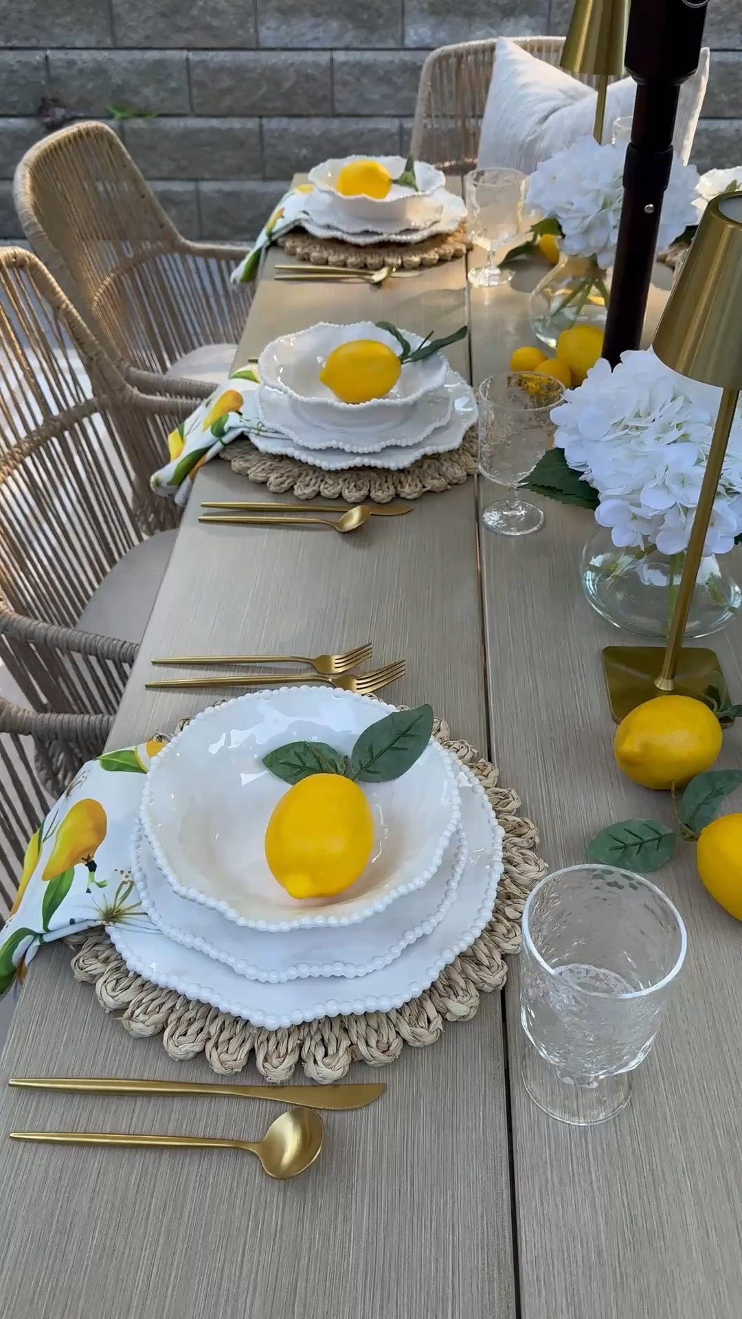 Lemon Garden Party Outdoor Entertaining

Follow @farmtotablecreations on Instagram for more outdoor entertaining inspiration, hosting ideas, and seasonal décor finds.

This lemon-inspired outdoor tablescape is proof that simple details make the biggest impact. From the woven placemats and gold flatware to the hobnail glasses, lemon-print napkins, and serving pieces, every detail creates a fresh and inviting space for summer gatherings.

Shop the outdoor dining furniture, table décor, entertaining pieces, beverage station essentials, and lemon-themed accents through the links.

#outdoorentertaining #summerhosting #outdoordining #tablescape #amazonhomefinds #lemondecor #patiofurniture #hostingessentials #drinkstation #outdoorliving

#LTKHome #LTKSaleAlert #LTKSeasonal