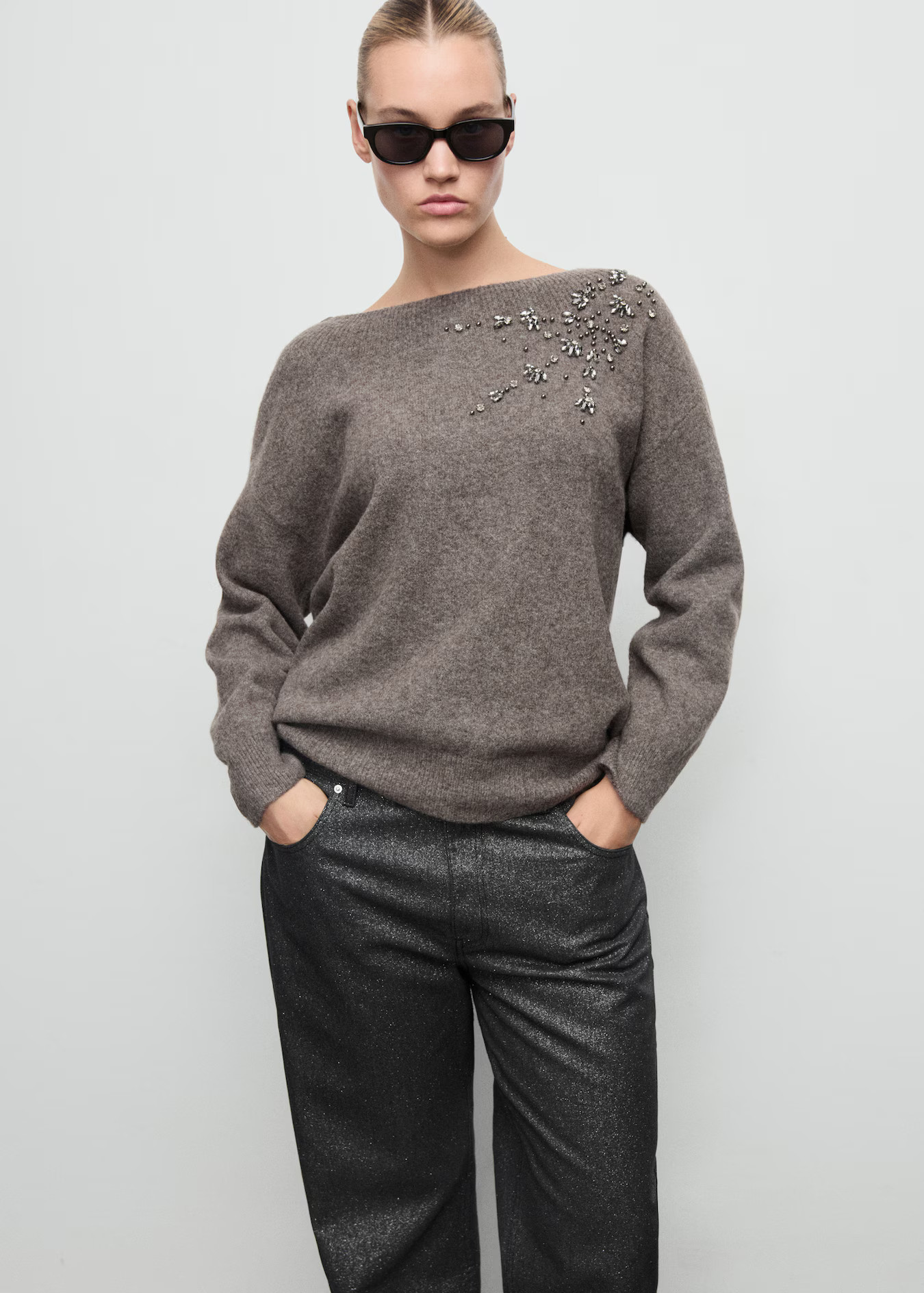 Crystal detail sweatshirt - Women | MANGO USA | Mango (US/MX/AU)