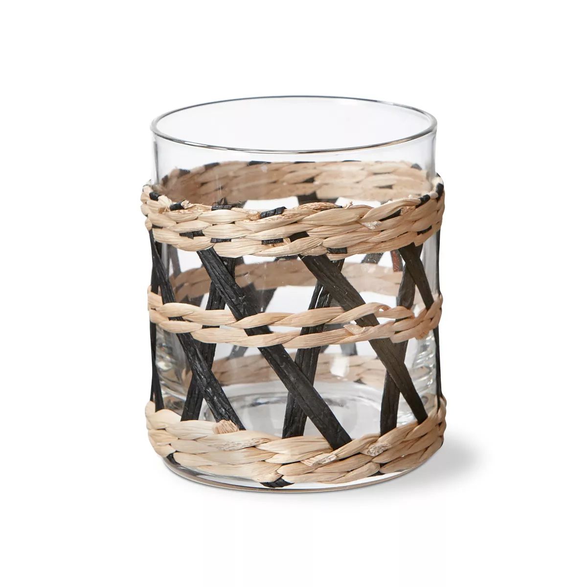 tagltd Island Collection Clear Glass DOF Glass Drinkware with Black and Natural Cattail Braided S... | Target