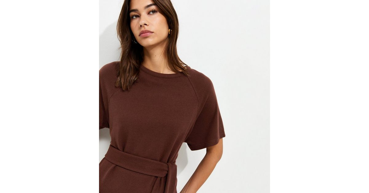 Women's Brown Soft Touch Tie Front Short Sleeve T-Shirt New Look | New Look (UK)