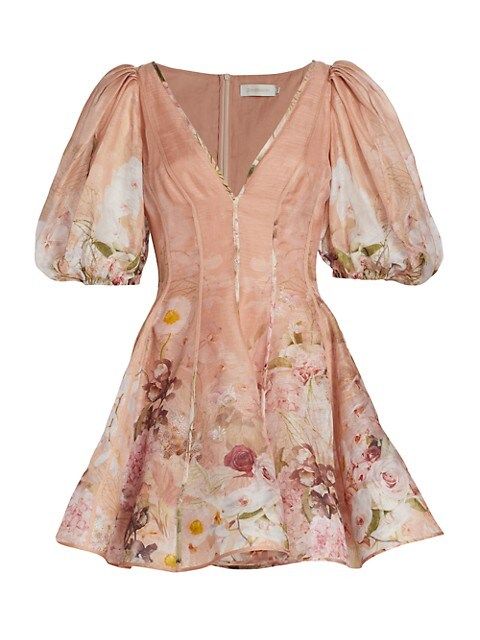 Dancer Floral Puff-Sleeve Mini Dress | Saks Fifth Avenue
