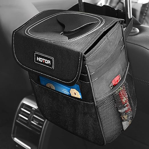 HOTOR Car Trash Can with Lid and Storage Pockets, 100% Leak-Proof Car Organizer, Waterproof Car G... | Amazon (US)