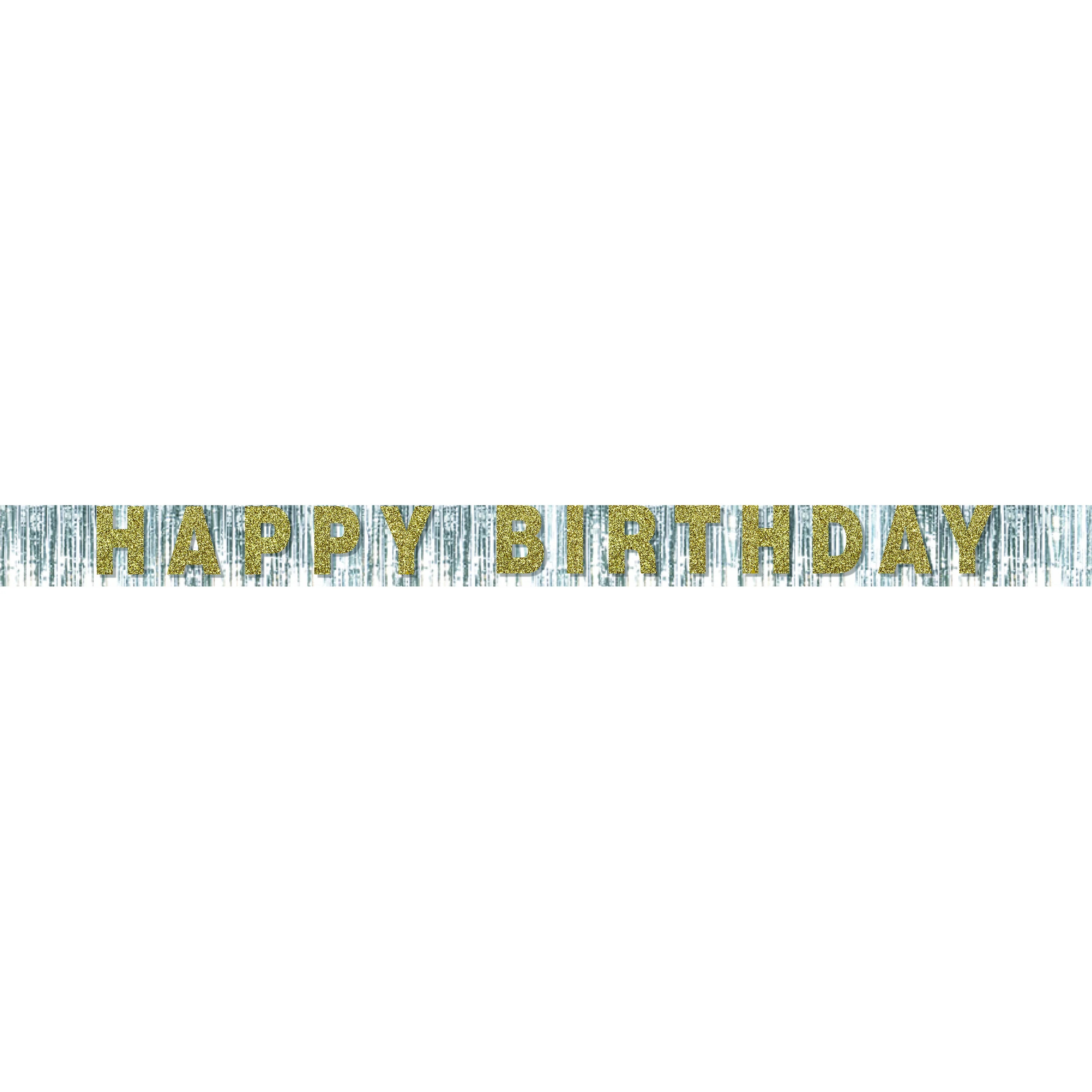Way to Celebrate Foil Fringe Silver & Gold Happy Birthday Party Banner, 7ft, 1ct - Walmart.com | Walmart (US)
