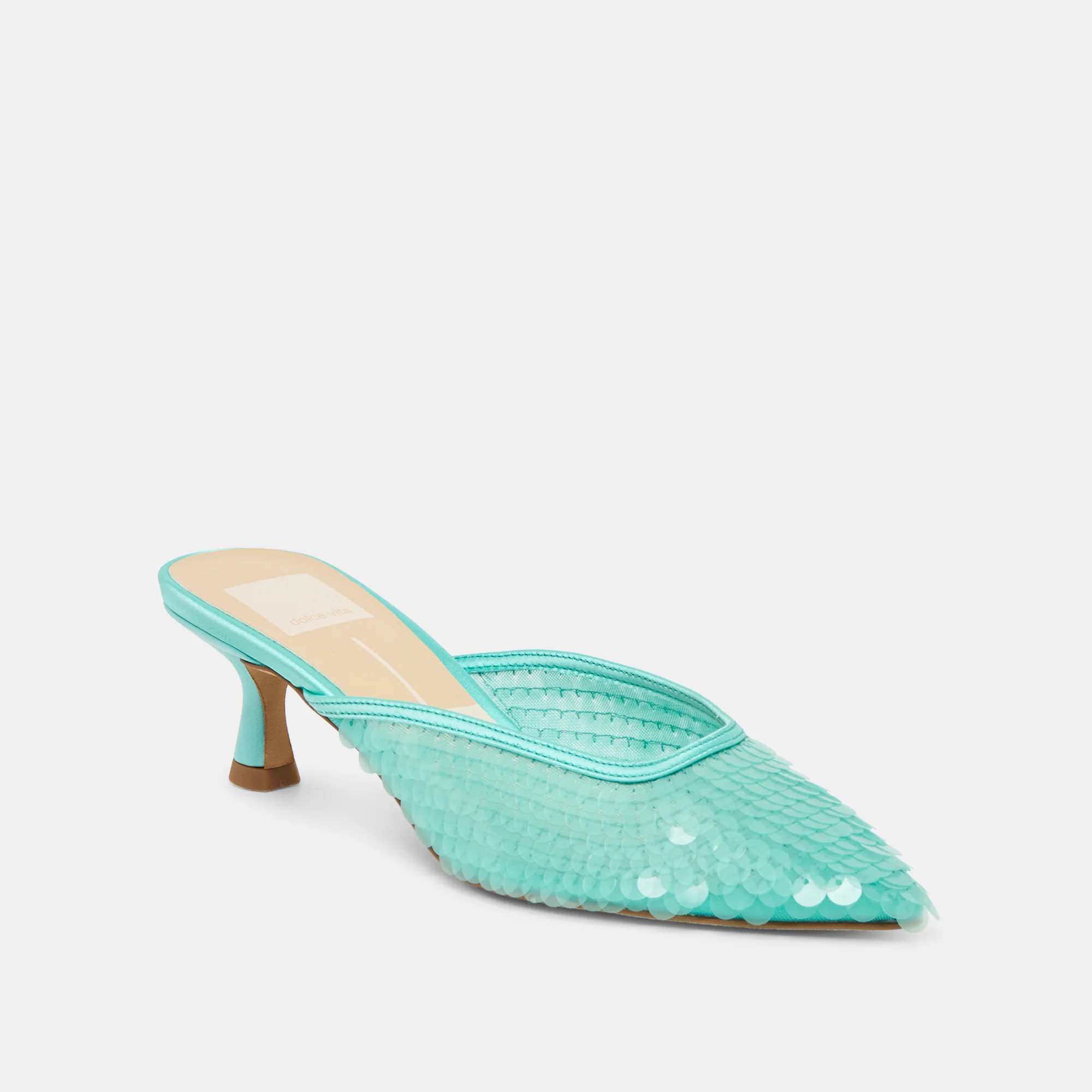 Cleo Sequin Heels Aqua Sequin | DolceVita.com